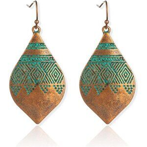 Vintage Hammered & Engraved Boho Earrings | Antique Silver & Brass Drop Dangles